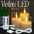 Velas LED con Control - 3 Unidades con Carga USB