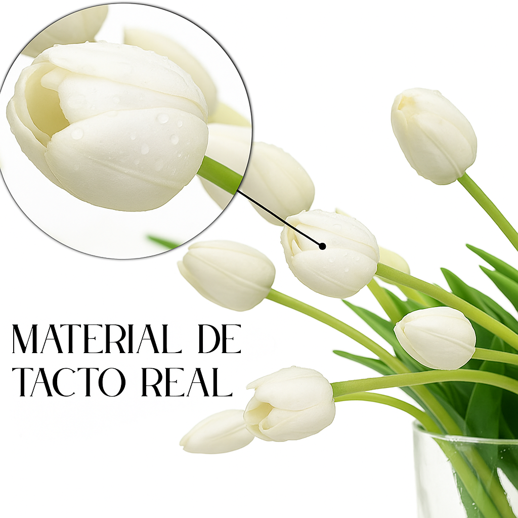 Tulipanes Ultra Realistas Blancos